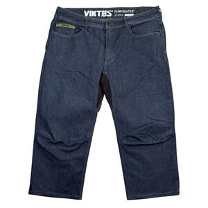 Viktos Gunfighter Jeans Mens 42x24 Blue Denim‎ Cordura Short Dark Wash Zip Fly